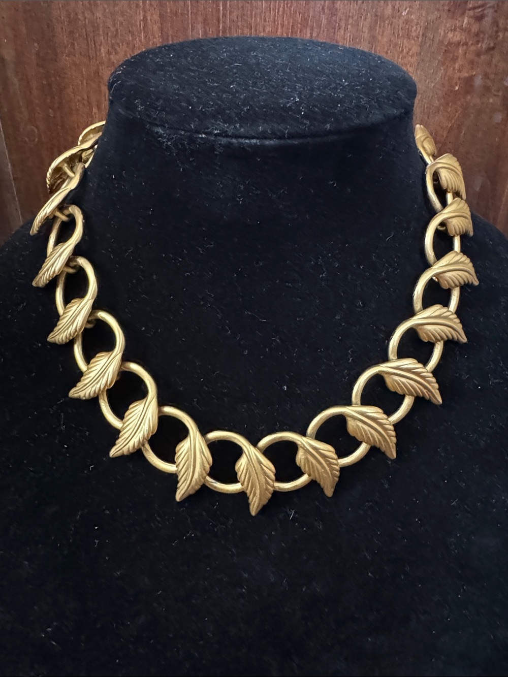 Anne Klein Gold Leaf Chain Necklace for Women - Sculpted Link Design